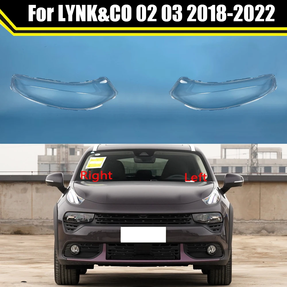 Front Car Headlight Cover For LYNK&CO 02 03 2018-2022 Headlamp Caps Lampshade Daytime Running Lights Covers Glass Lens Shell