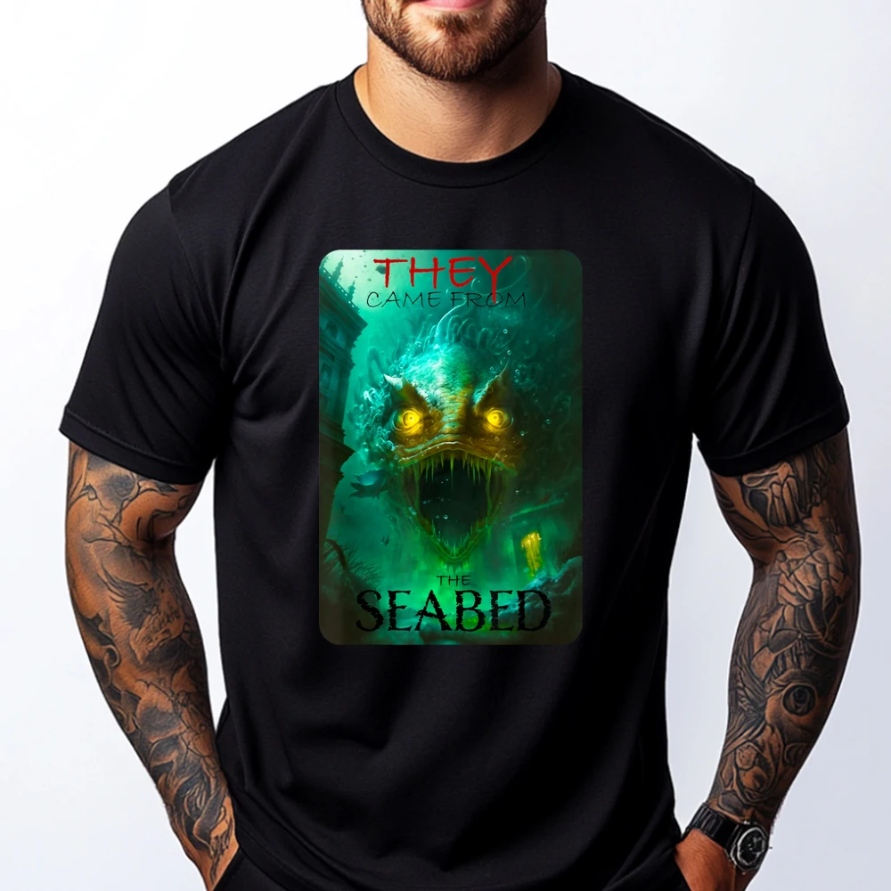 Horror Sea Monster They Came From The Seabed Demon Fish Mens Korean Fashion Man Clothes Man Tops Tees