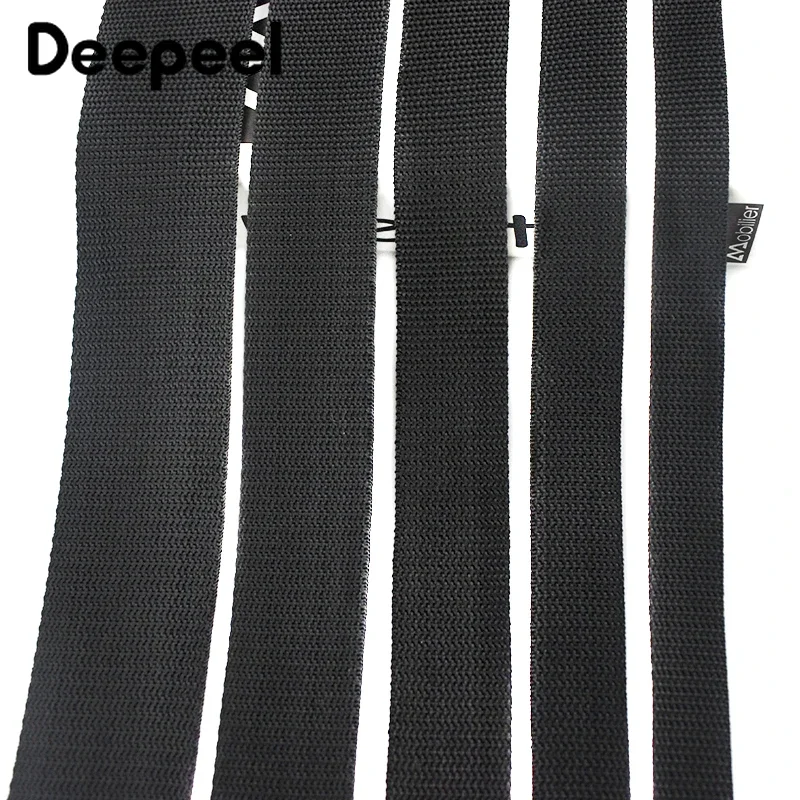 10Meters Black Webbing Tapes 20-100mm Nylon Safety Strap By The Meter Bag Belt Pet Backpack Clothes Lanyard Sewing Accessories