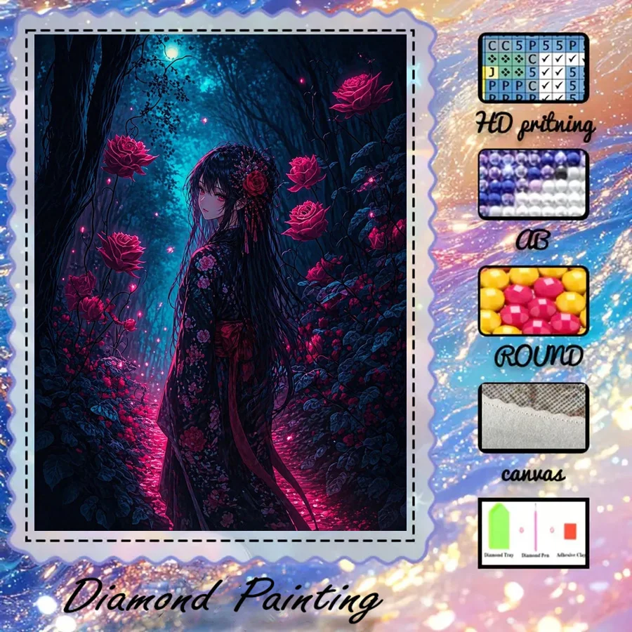 

1 piece - 5D-DIY - Flocking cloth - Special drill - Diamond painting set - Dream flower sea - Mosaic - Diamond art