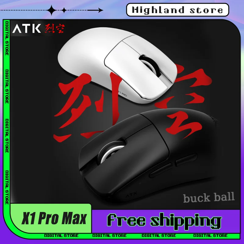 Souris sans fil ATK bronchPro Max, Paw3950, ultra 8K, 2 modes, FPS, légère, 49g, Bluetooth, bureau, joueur, nouveau