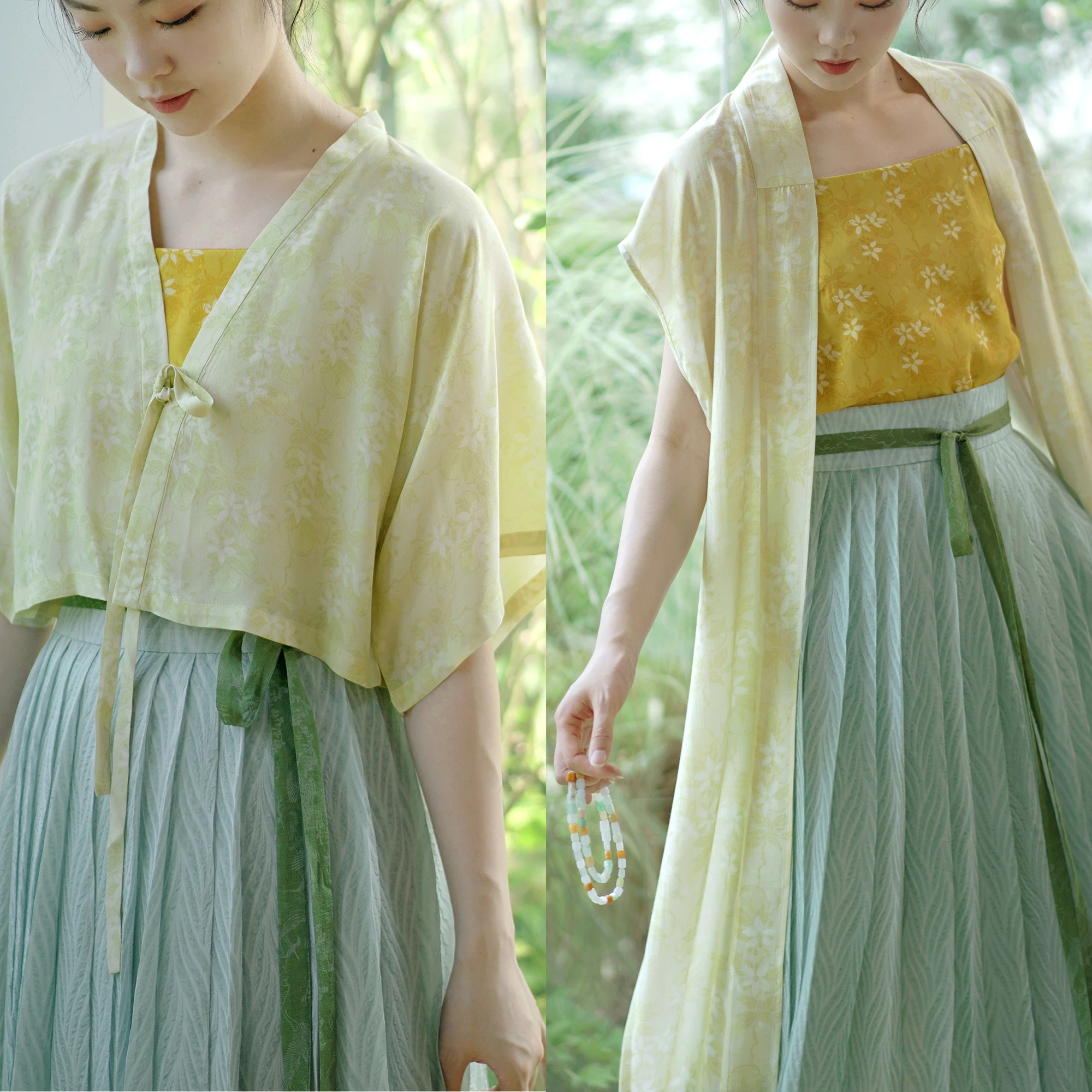 

Summer Orange Flower Cornus Long Vest Song Style Button up Women's Hanfu Top National Style Front Buttoned Silk Blend Blouse