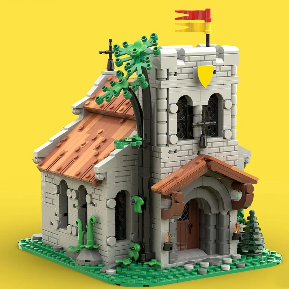 Modular Medieval Church Winter Style Cathedral Andrew\'s Church Building Block Toys Set for Adults and Kids Christmas Gifts