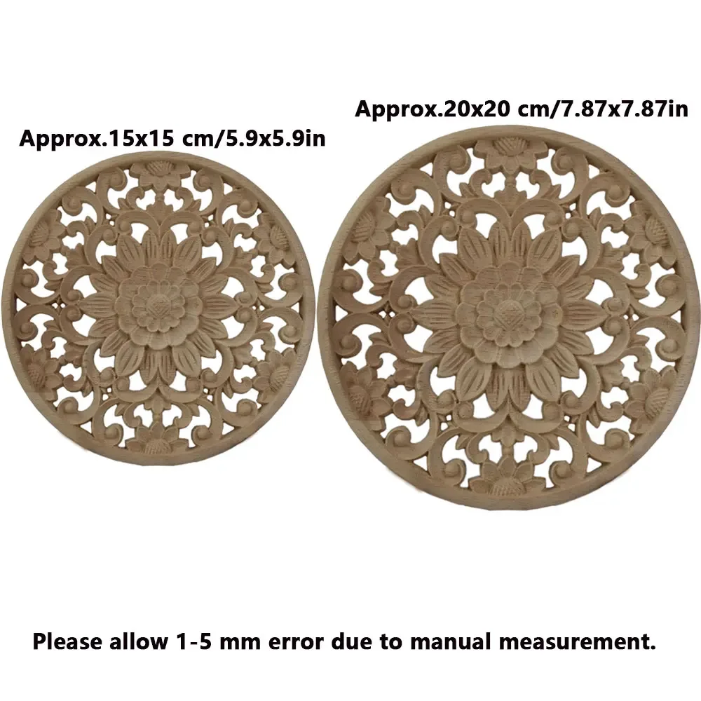 2 PCS Wood Carving Decoration 15x15cm Wood Carved Applique Furniture Door Fashion Vintage Unpainted Wood Carved Corner Decal