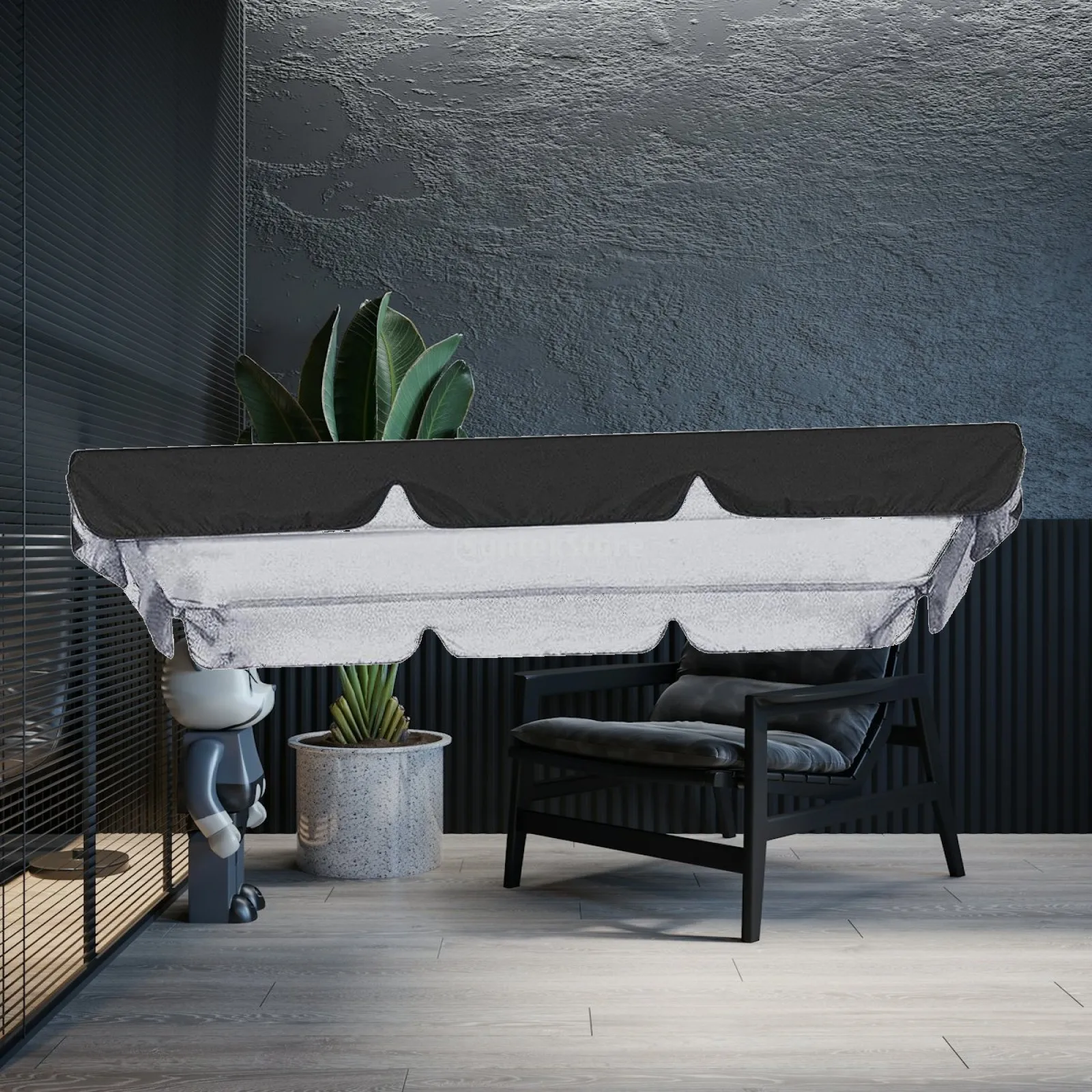 Patio Swing Awning Waterproof Oxford Cloth Three Seat Canopy Top Lawn Chair Cover for Outdoor Furniture