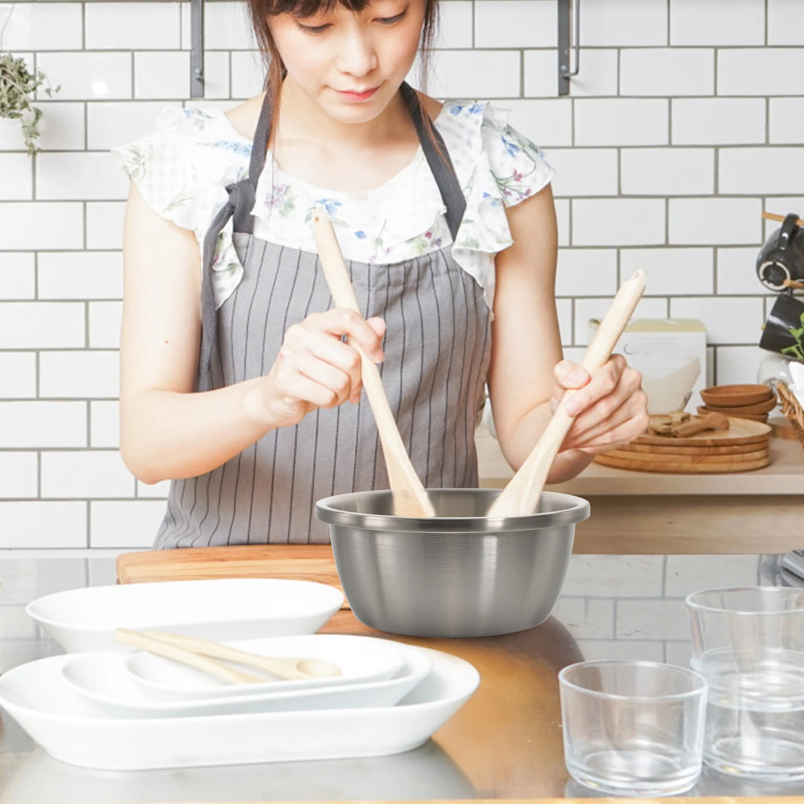 

Stainless Steel Vegetable Basin Multipurpose Kitchen Vegatable Wash Mixing Bowl Drain Pipe