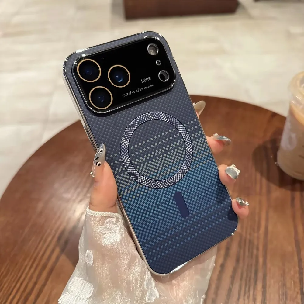 Men Women Business Carbon Fiber Pattern Magsafe Phoen Case For iPhone 14 15 16 17 Pro Max 16 Pro Wireless Charing Soft TPU Cover - Image 4