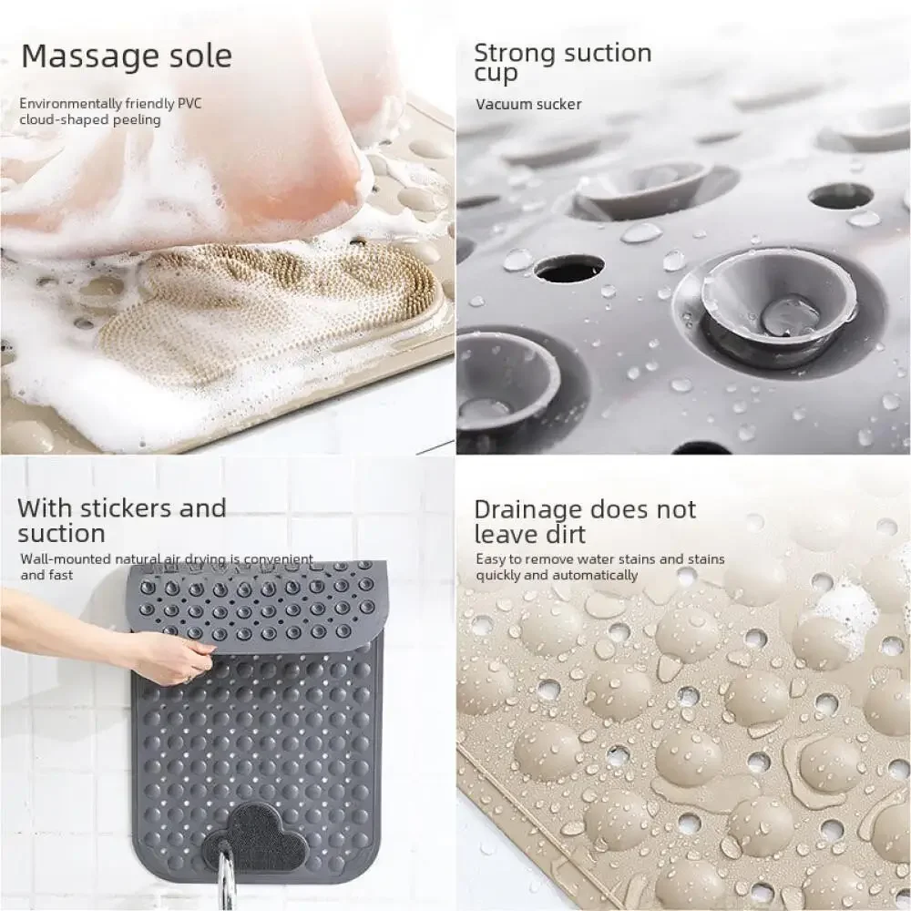 Bathroom Anti-Slip Floor Mat Household Suction Cup Drainage Hole TPE Bath Rug 2024 New Wholesale Price