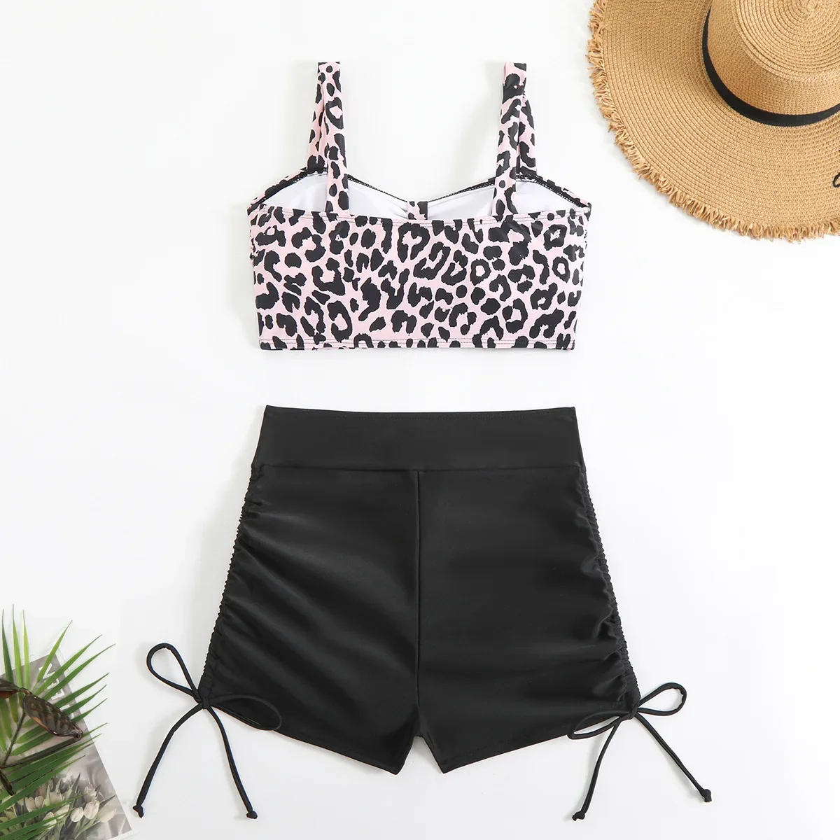 Sexy Leopard Swimwear High Waist Bikini 2025 Women Swimsuits with Shorts Beach Bathing Suit Brazilian Bikinis Set Sports Biquini