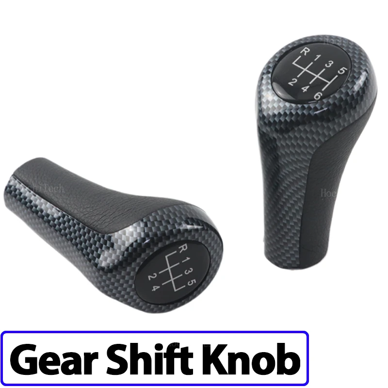 Image of Carbon Look Automatik Zahnrad Stick Auto Schaltknauf für BMW 1 3 5 6er E46 E53 E60 E61 E63 E81 E82 E83 E84 E87 E90 E91 E92