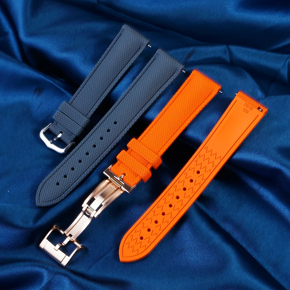 Новый ремешок для часов Sailcloth FKM 18/19/20/21/22/23/24 мм, быстросъемная пряжка-бабочка для Panerai Blancpain Tudor Cartier Longines