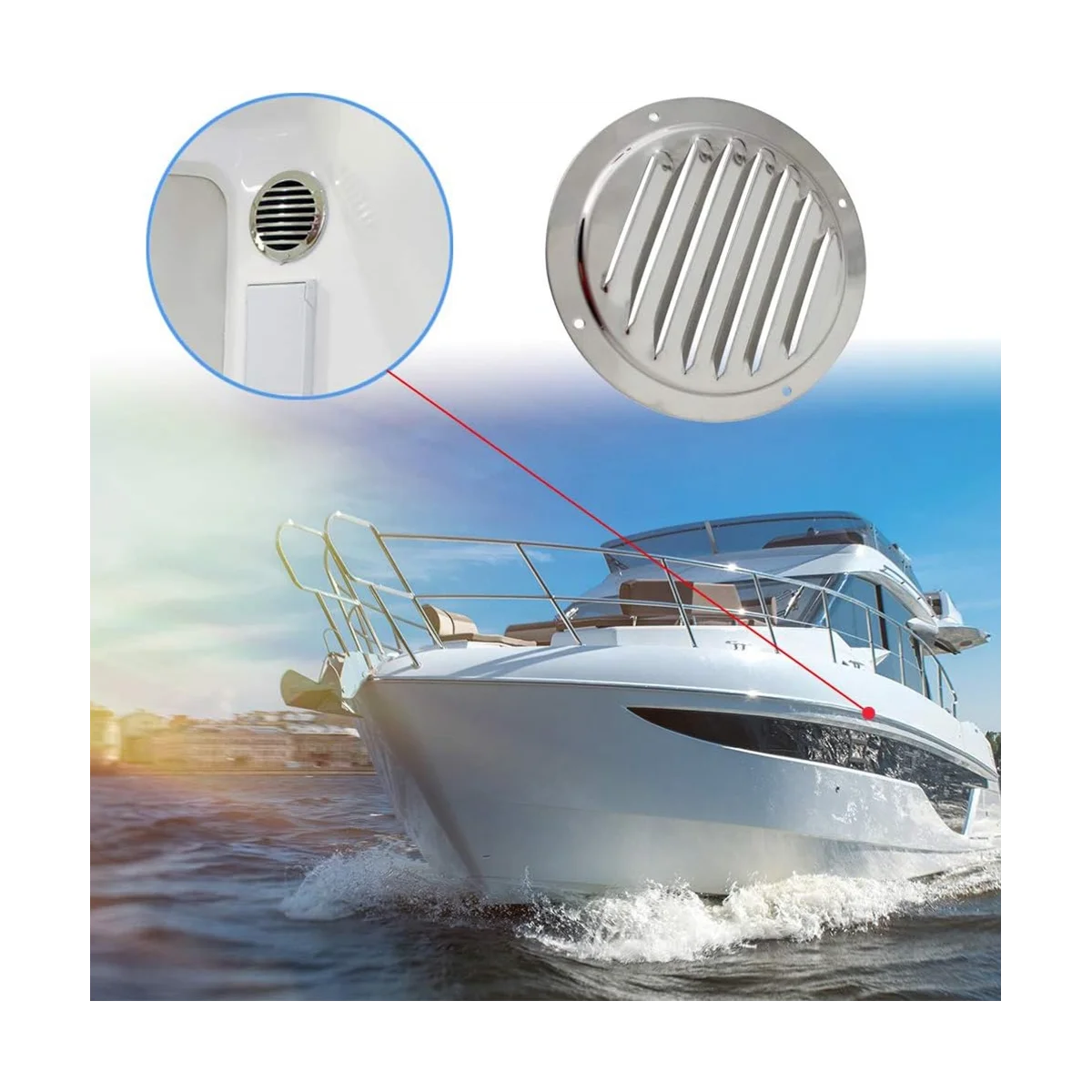 5Inch Round Louvered Air Vent, 316 Stainless Steel Marine Boat Vent Cover, 2 Pcs