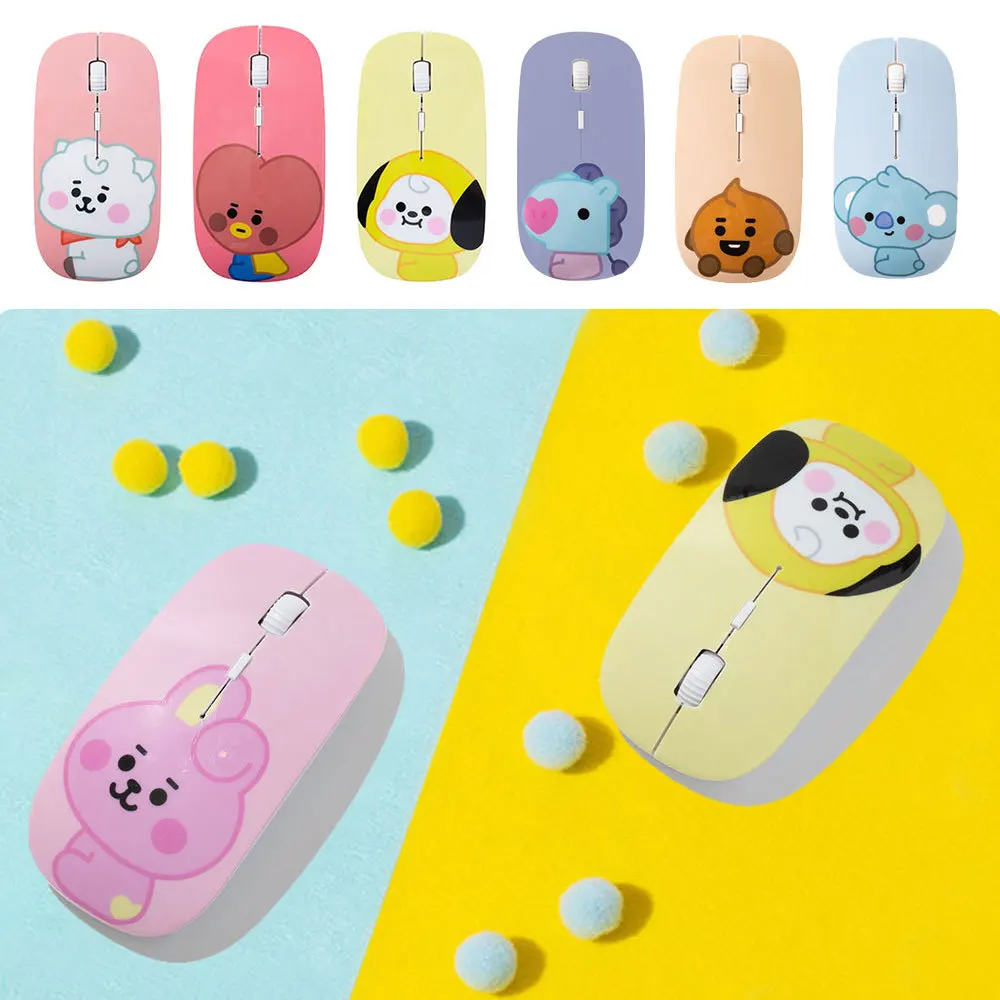 

Anime Bt21Ed Baby Series Kawaii Cooky Shooky Rj Wireless Mute Mouse Cute Cartoon Office Mute Mouse Girl Gift