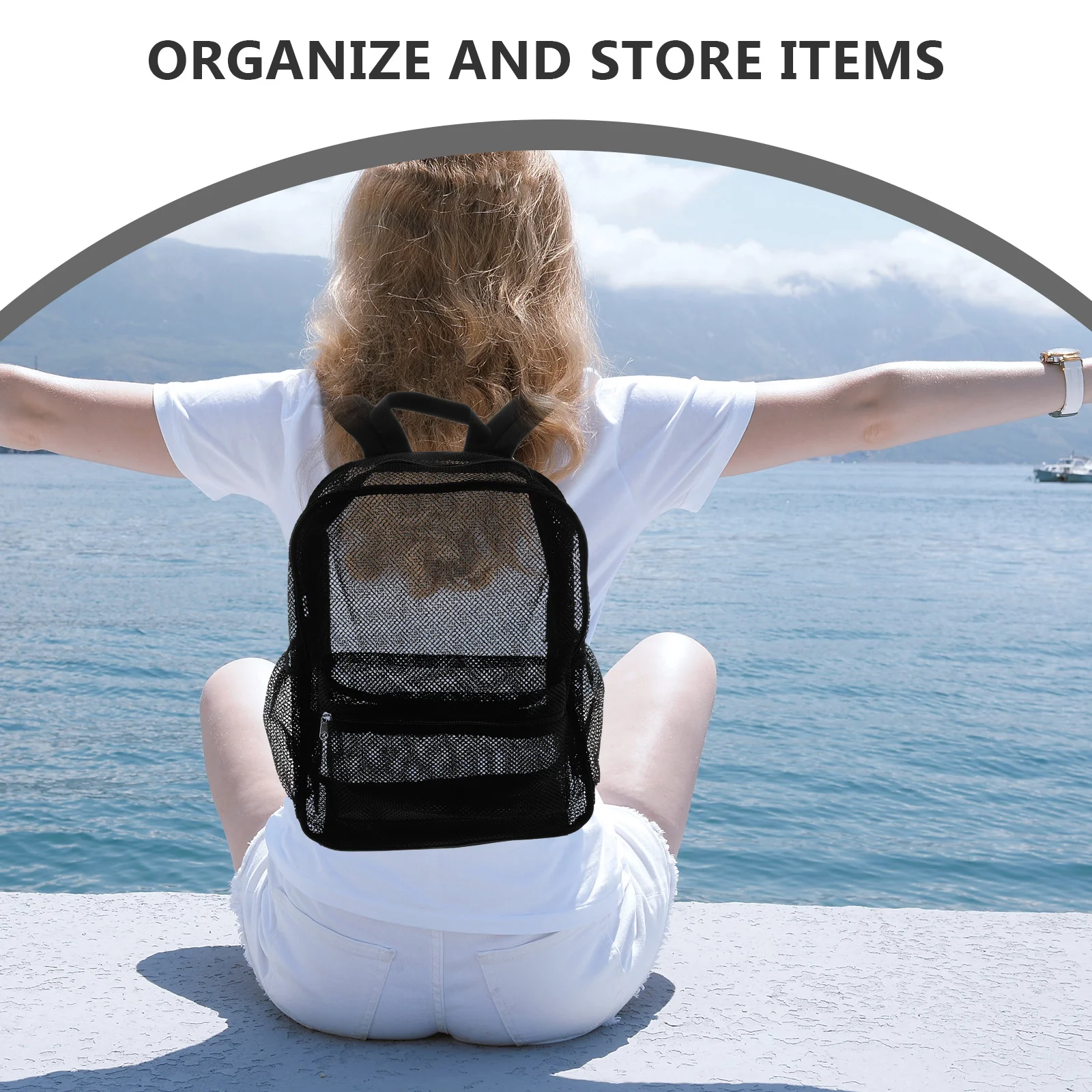 حقيبة ظهر من القماش الشبكي ذات سعة كبيرة قابلة للتنفس وخفيفة الوزن للمشي لمسافات طويلة والسفر وحقيبة رياضية مريحة للتهوية الخلفية