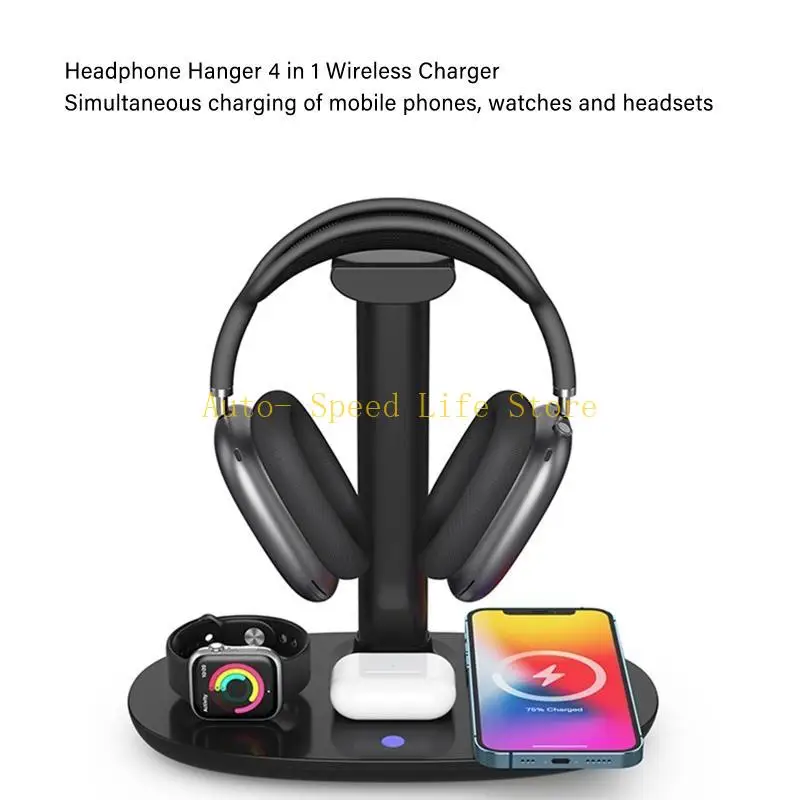 02DA 4in 1 Wireless Stand Charging Dock for Headphone Earphone Watch Phone