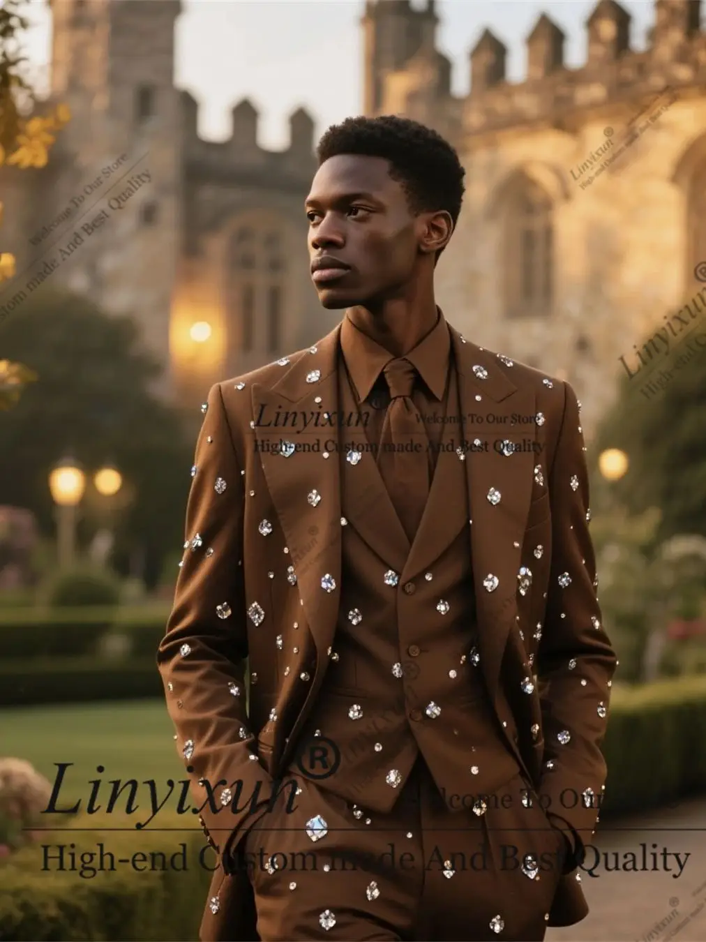 

Уникальный стиль, мужские костюмы со стразами, 3-х предметные смокинги для жениха, блестящий свадебный мужской вечерний пиджак, индивидуальный пиджак с остроконечными лацканами, Ropa Hombre