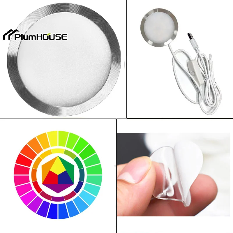 1Set Ultra Slim 8mm Dimmable USB 5V RGB Spotlight Downlight 3W Surface Mount Gobo Remote Control LED Simple Wine Cooler Light