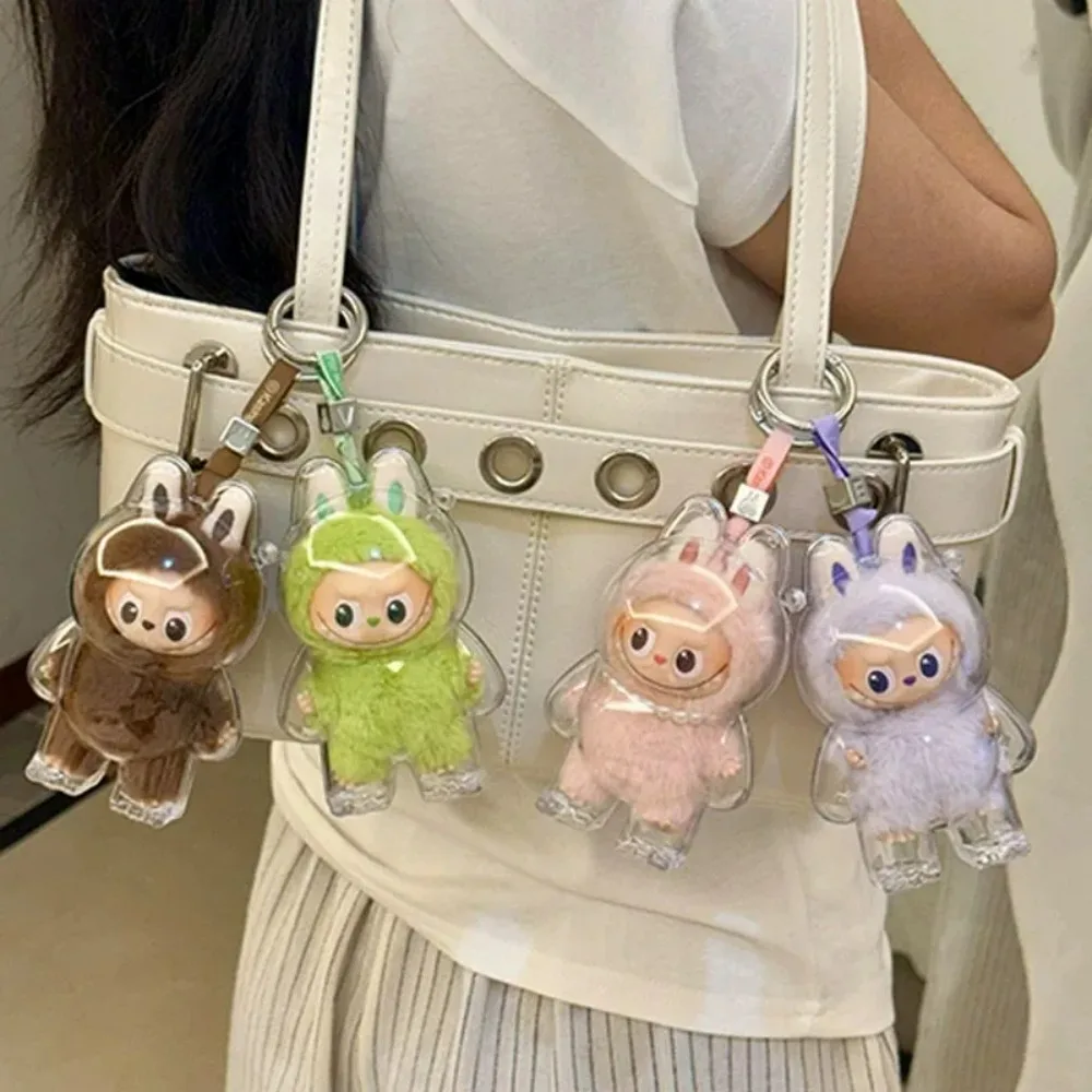 NUEVA caja protectora Labubu de 4,0 pines para amor, caja de exhibición transparente, cubierta antipolvo para muñeco de peluche, caja de almacenamiento, accesorios para muñeca Labubu