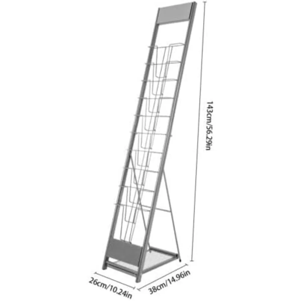 

10 Tier Magazine Rack News Organizer Stand Holder Brochure Stand Detachable Brochure Display Stand Literature Display Stand