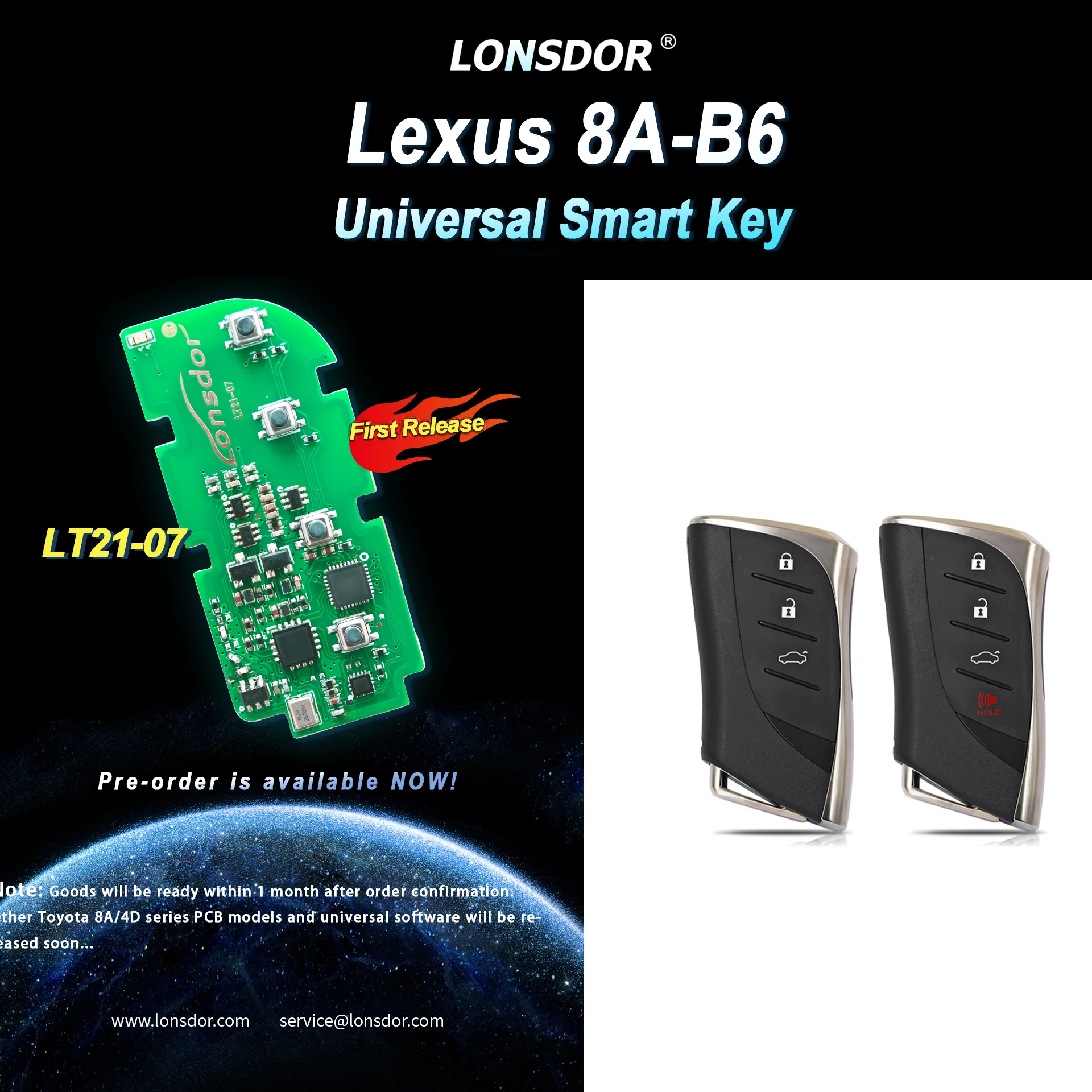 Lonsdor Smart Key LT21-07 with 8A-B6 Chip For Lexus - AliExpress 34