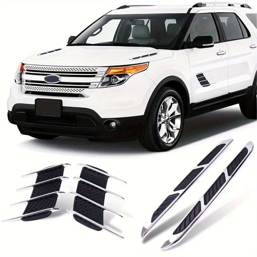 2PCS Shark Gills Simulated Car Air Vents Side Air Vents Fender Hood Decor Vent Door Trim Body Modification Premium Car Decals
