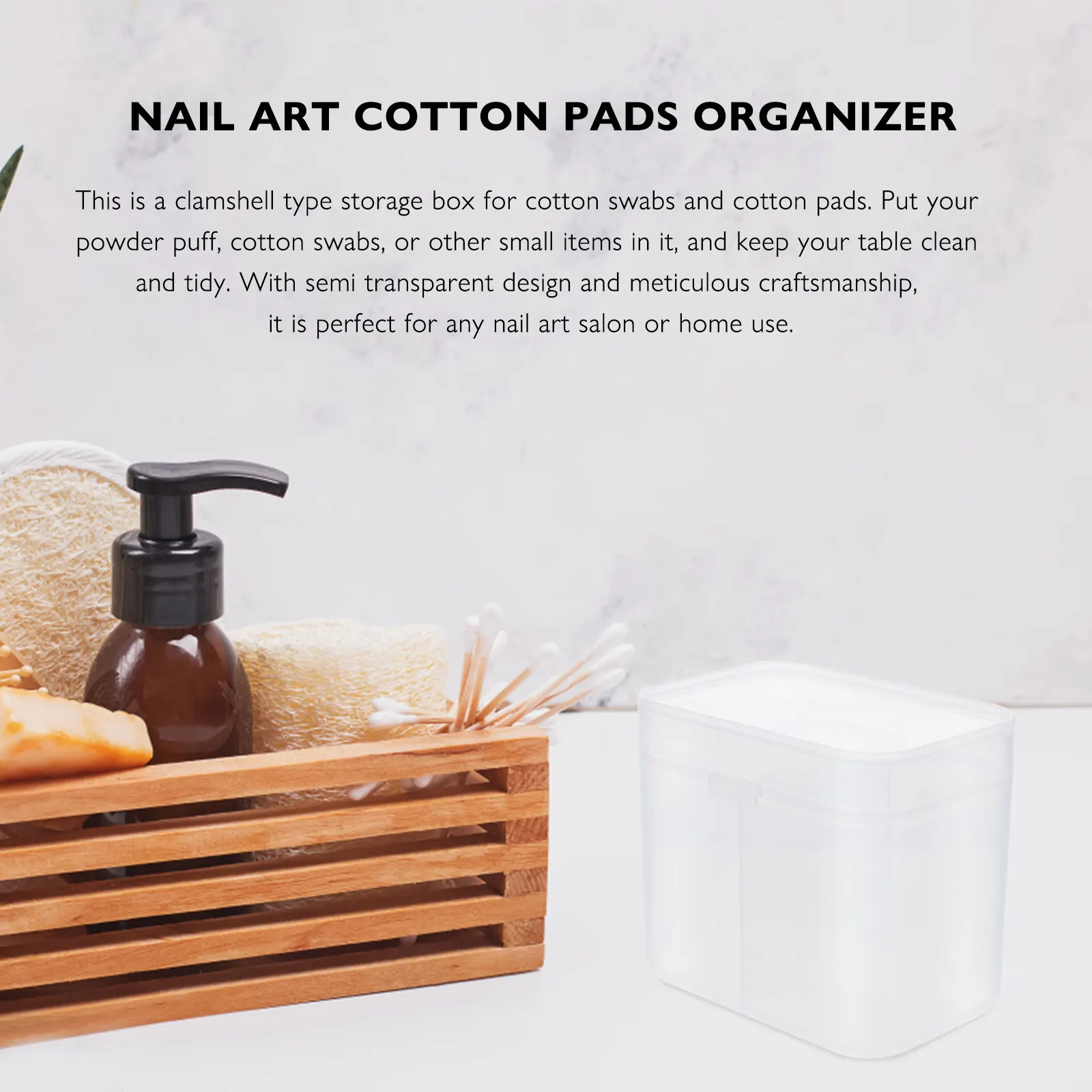 

2Pcs Cotton Pad Storage Organizer Transparent ABS Manicure Tools Box Desktop Nail Art Cotton Swab Holder Small Accessories