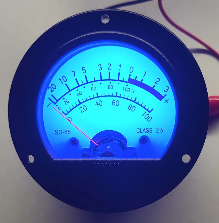 SD-65 circular black pointer meter head retro dial vu meter level voltage strap yellow backlight Customizable blue backlight