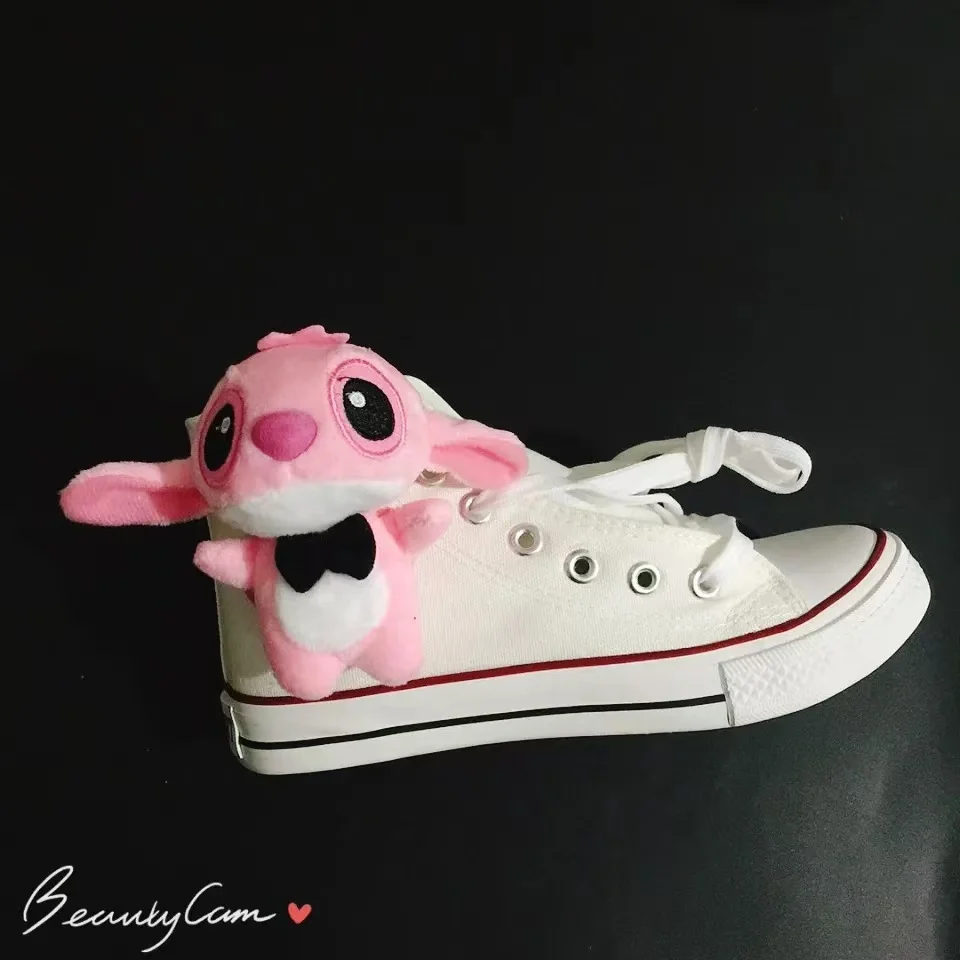 2025 Jesień nowy Stitch Angel Lilo drop shipping Canvas Shoes plus size biały i czarny mężczyzna kobiet Buty na deskę dla chłopców i dziewcząt