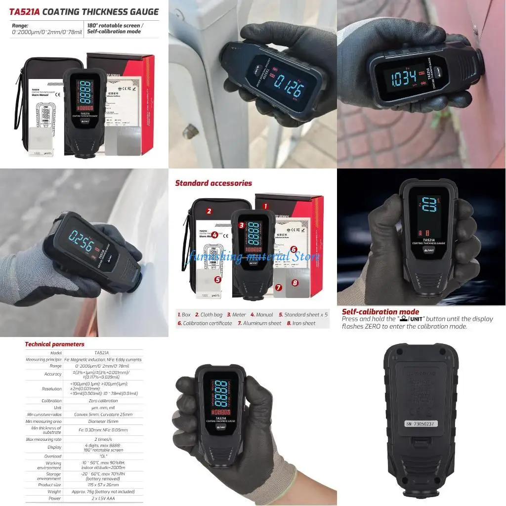 

Y5GD Compact Car Paint Thickness Meter Automotive Paint Thickness Gauge 0-2000um