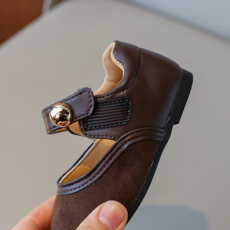 Zapatos planos de tela aterciopelada para niñas, mocasines informales de Color caramelo, suaves, para primavera y otoño, 2024