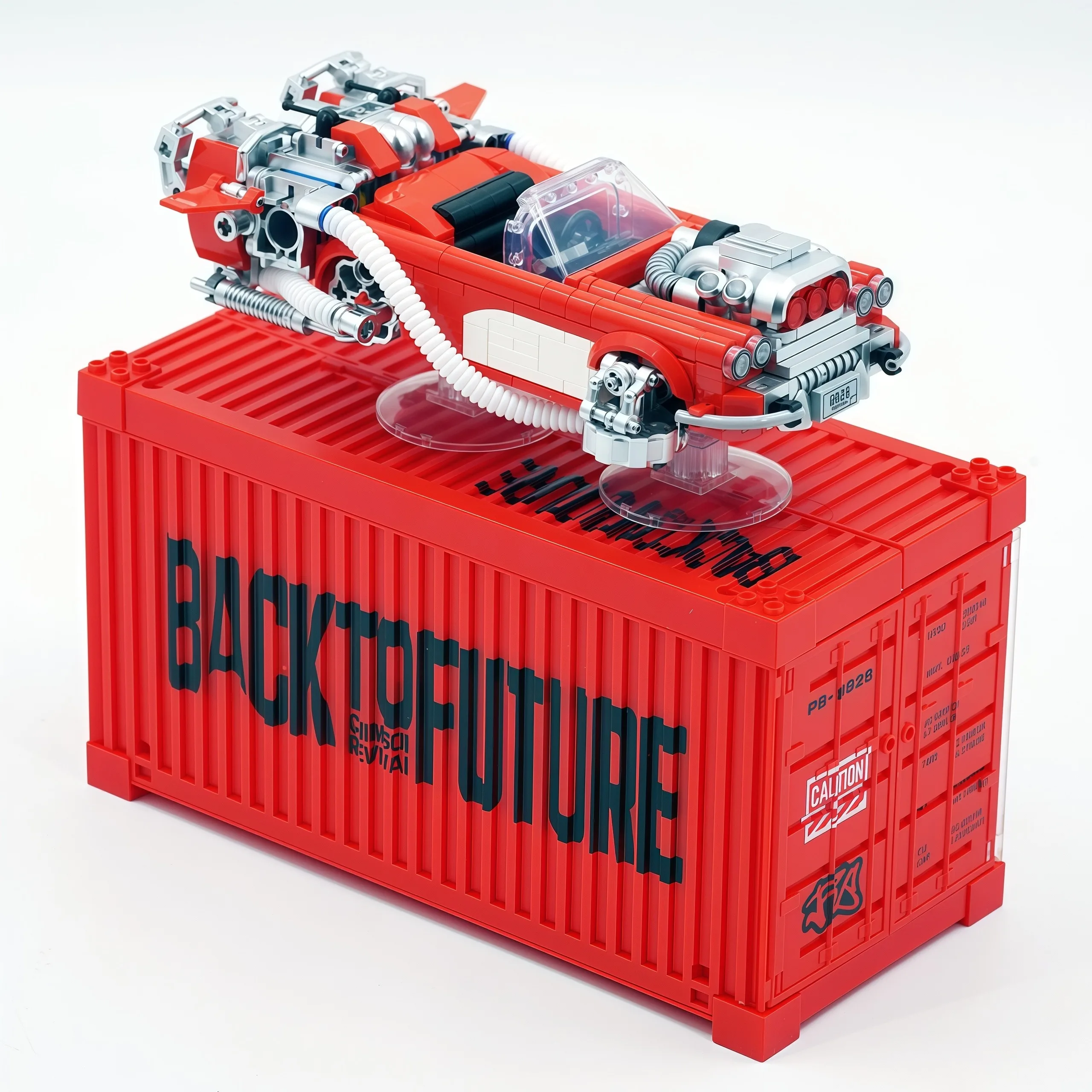 1:32 C1 Red Revival Klocki Konstrukcyjne Seria Powrót do Przyszłości A3 Żółty Model Sportowego Samochodu Kolekcja Zabawek Prezent dla Chłopców