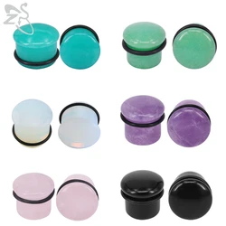 ZS 2pcs/lot Natural Color Stone Ear Plugs and Tunnels for Women Men Stone Ear Gauges Tunnels Plugs Fashion Body Piercing 5-18mm