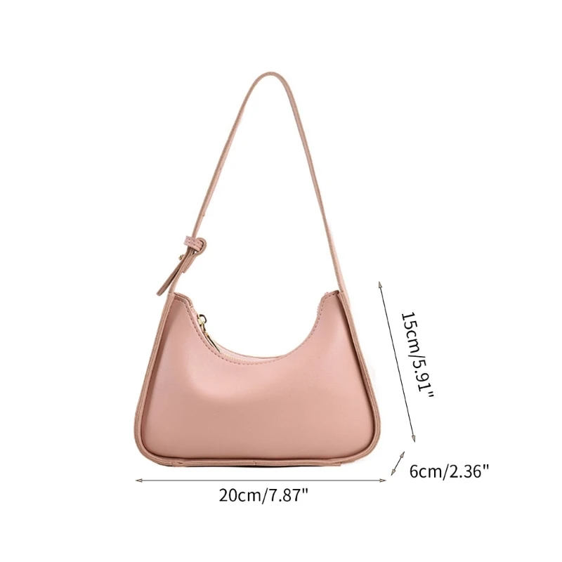 Women Casual Shoulder Bag Female Solid Color Underarm Bag All-matching Tote Bag Versatile Clutch Purse Handbag