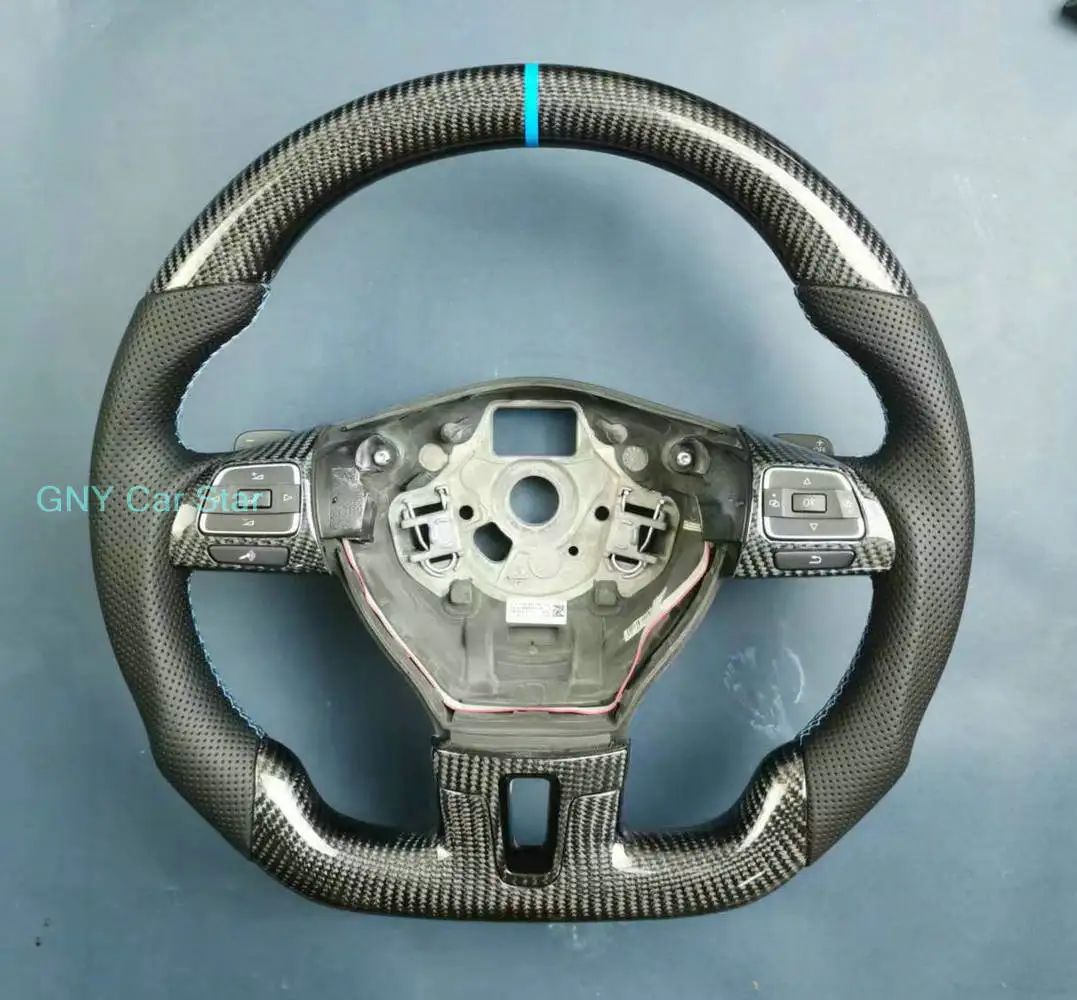 100% koolstofvezel lederen stuurwiel voor VW Volkswagen Golf 6 MK6 Passat B7 CC