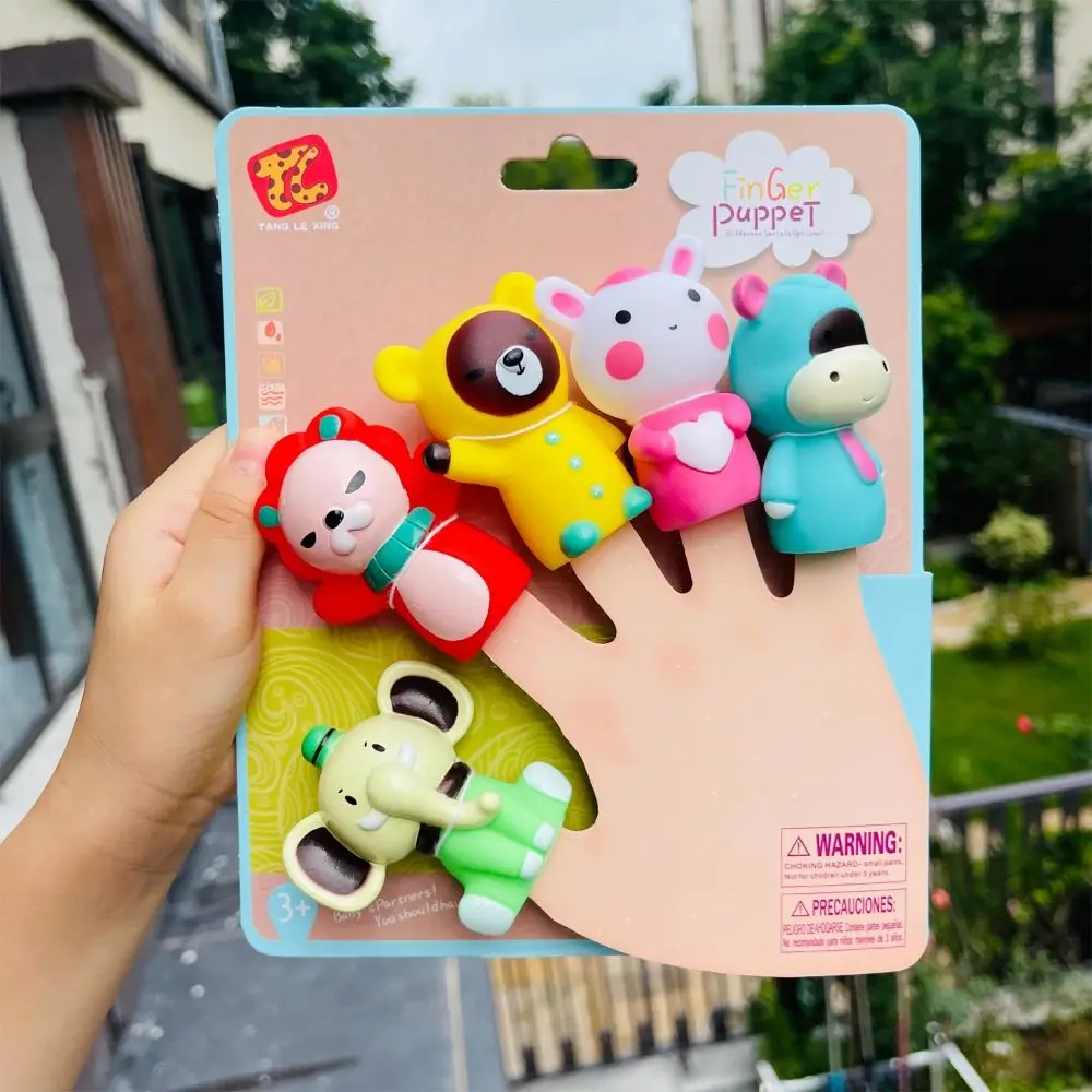5 個早期教育カラフルなミニ動物ハンドパペット教育玩具安全人形指人形おもちゃセットウサギ子犬ギフト