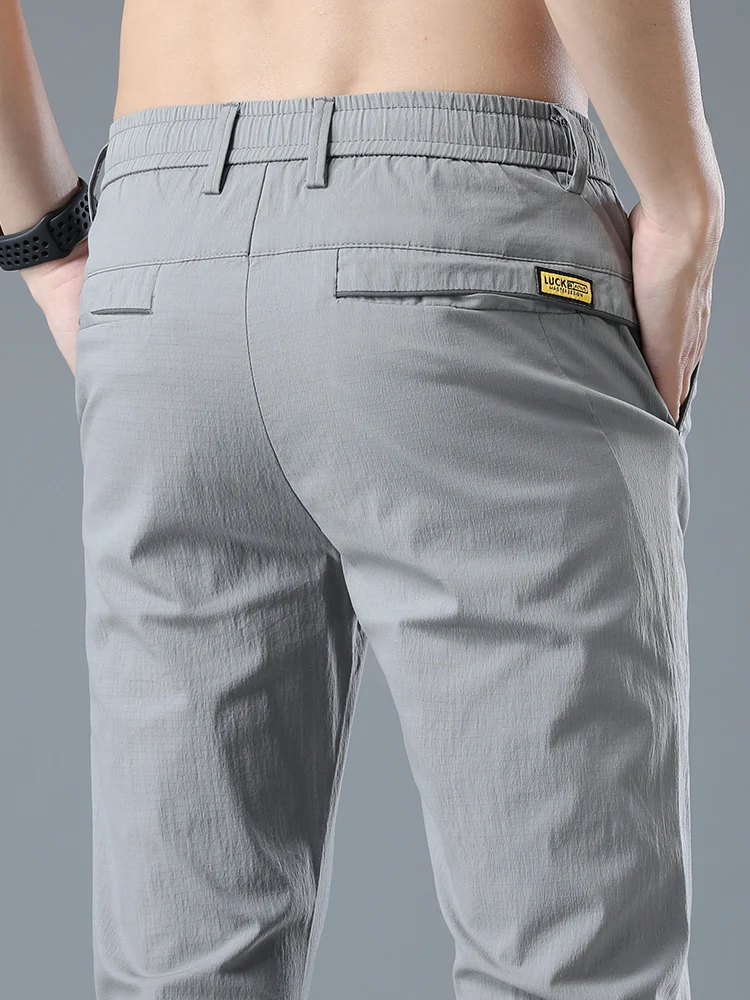 

Men's Ice Silk Straight Leg Casual Pants Nine Points Thin Qui Dry Sports Summer New Faion Versatile Straight Tube Pants