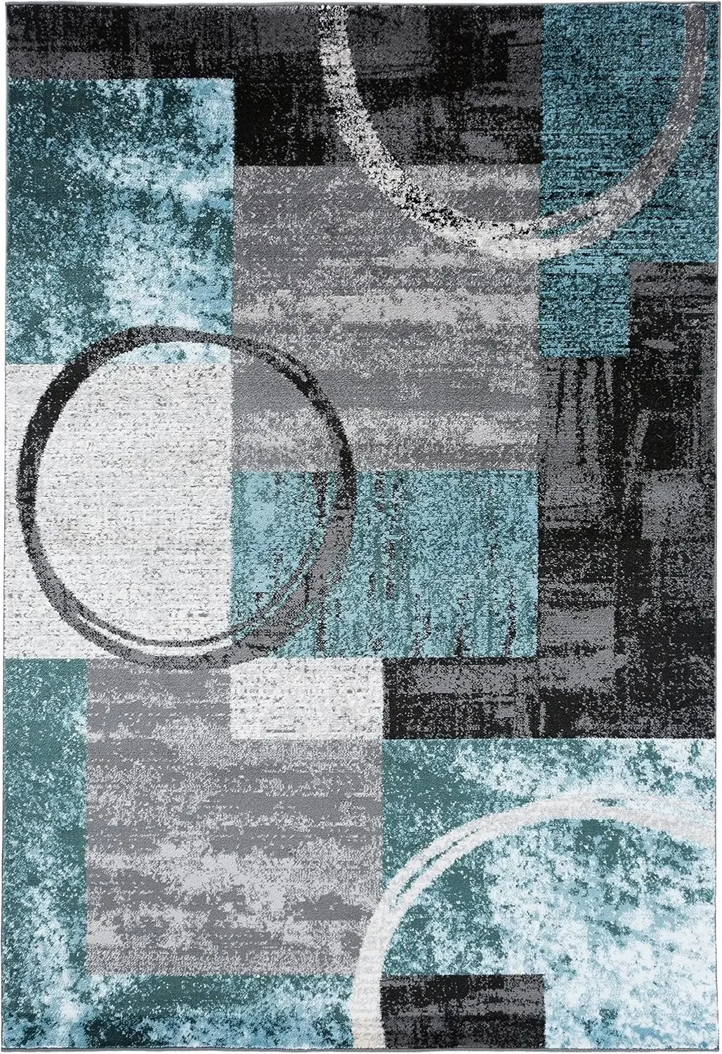 Contemporary Abstract Circle Design Soft Area Rug 7'10