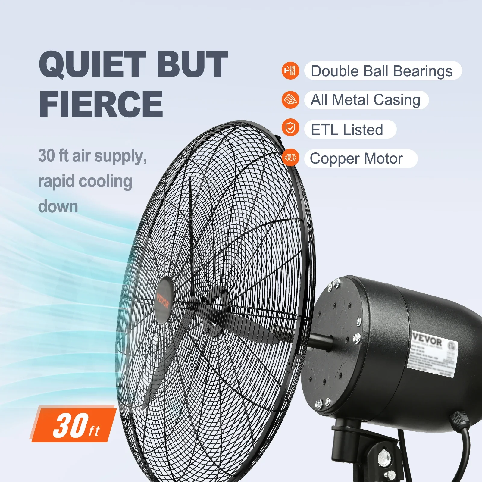VEVOR-ventilador de nebulización de montaje en pared para el hogar, dispositivo oscilante de 3 velocidades, resistente al agua IP44, máx. 9500 CFM, 4 tamaños