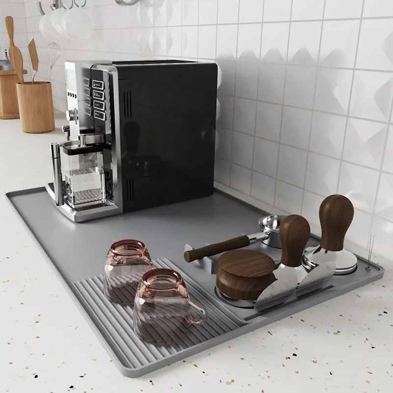 

Silicone Coffee Table Mat Non-slip Coffee Machine Tray Multi-function Coffee Tamper Station Tamp Holder Bar Accessories