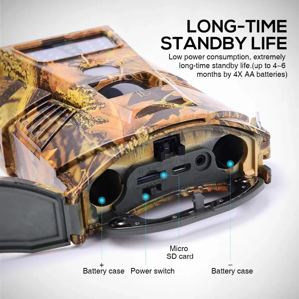 SunTekCam 1080P Hunting Trail Camera 30pcs Infrared LEDs 850nm IP65 Waterproof Photo Trap for Hunting  Long Standby Time 14MP