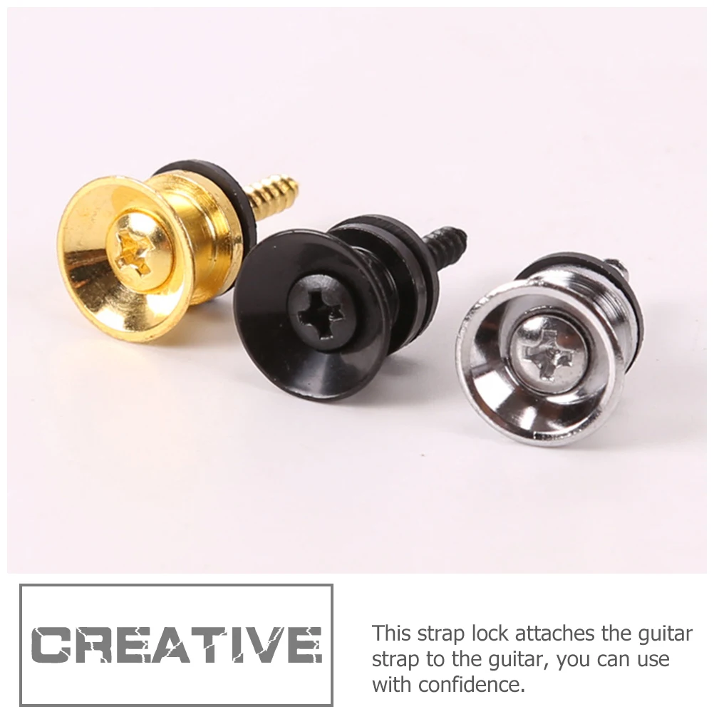 

2pcs Durable Guitar Strap Locks Metal Button Bass Strap Nails Anti-Skid Guitar Accessories Anti-Falling Buckle Easy Install For
