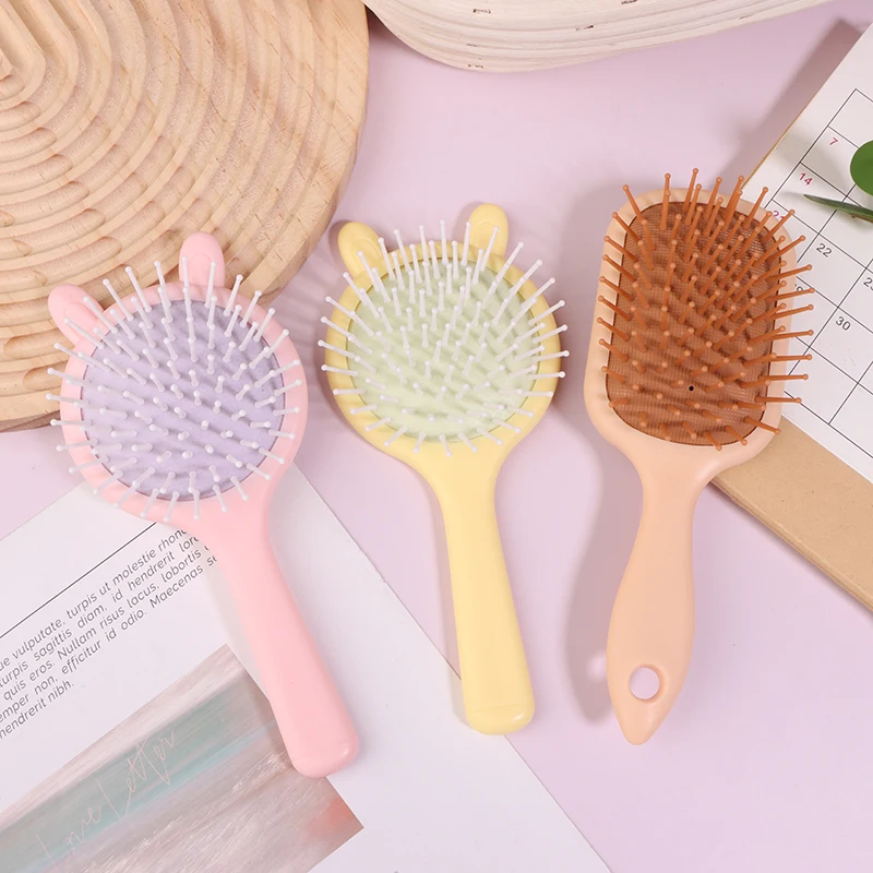 Cartoon Air Cushion Comb Handle Mirror Comb Portable Handle Mirror Travel 2-in-1 Hair Brush For Girl Gift Makeup Tool