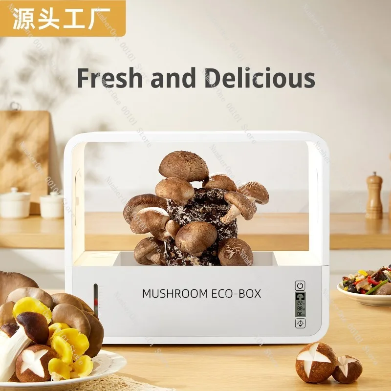 Smart Mushroom Growing Box, Automatic Humidification Shiitake Kit, Indoor Cultivation Chamber with LED Light