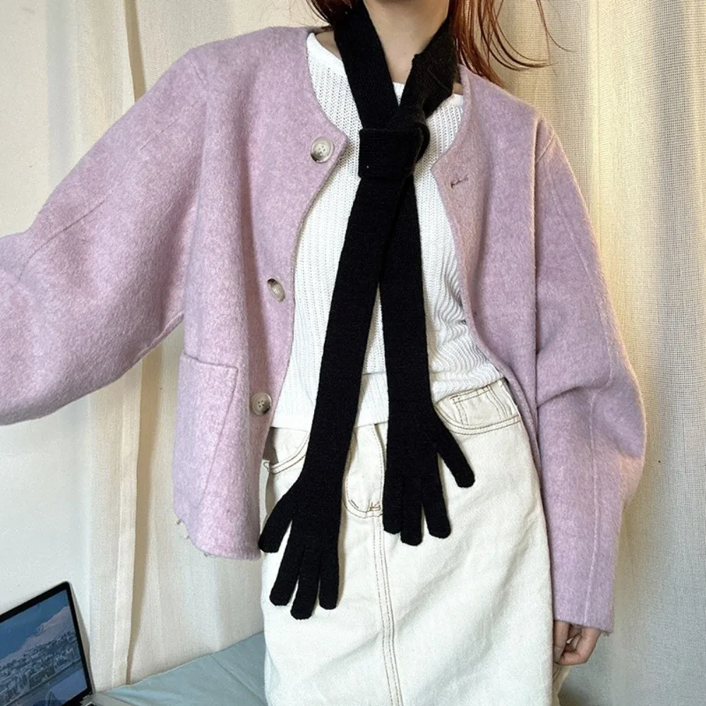 

Lightweight Little Palm Scarf Acrylic Fibers Korean Style Long and Thin Scarf Solid Color Multifunctional Creative Belt Unisex