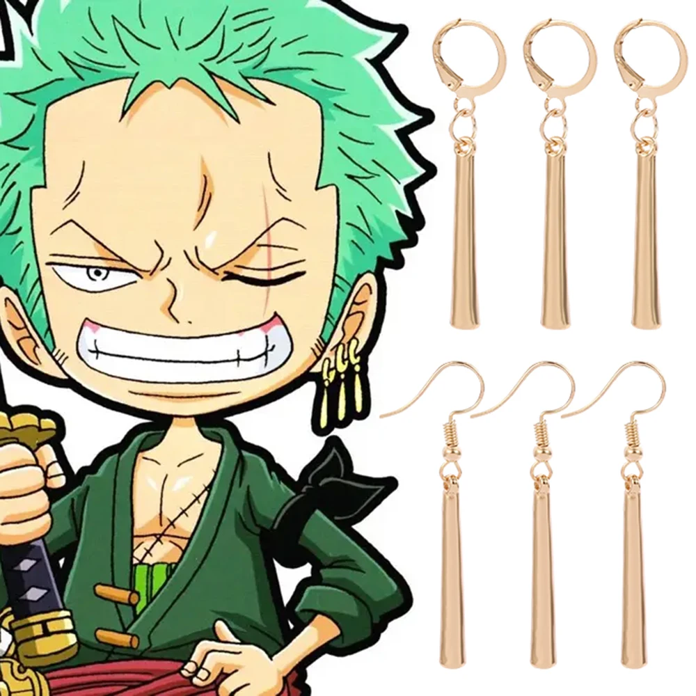 Anime ONE PIECE Roronoa Zoro Earrings Ear Clips for Women Men Cosplay Hoops/Stud Earrings Handmade Trinket Jewelry Gift