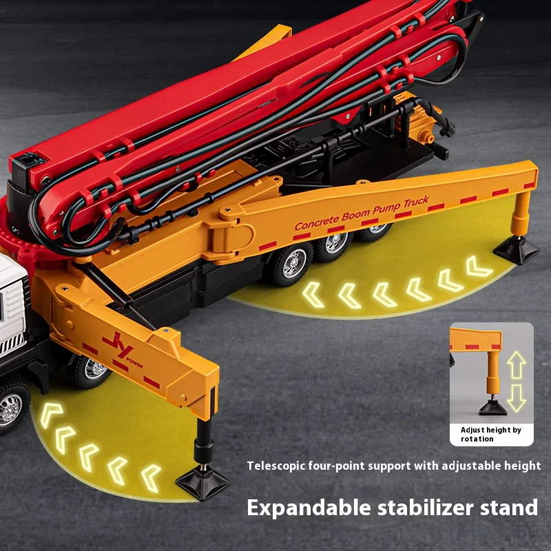 Modèle en alliage de camion pompe à ciment 1:50, ornements de table uniques, meilleurs objets de collection pour les amateurs de modèles de voitures, cadeaux de jouets d'Halloween