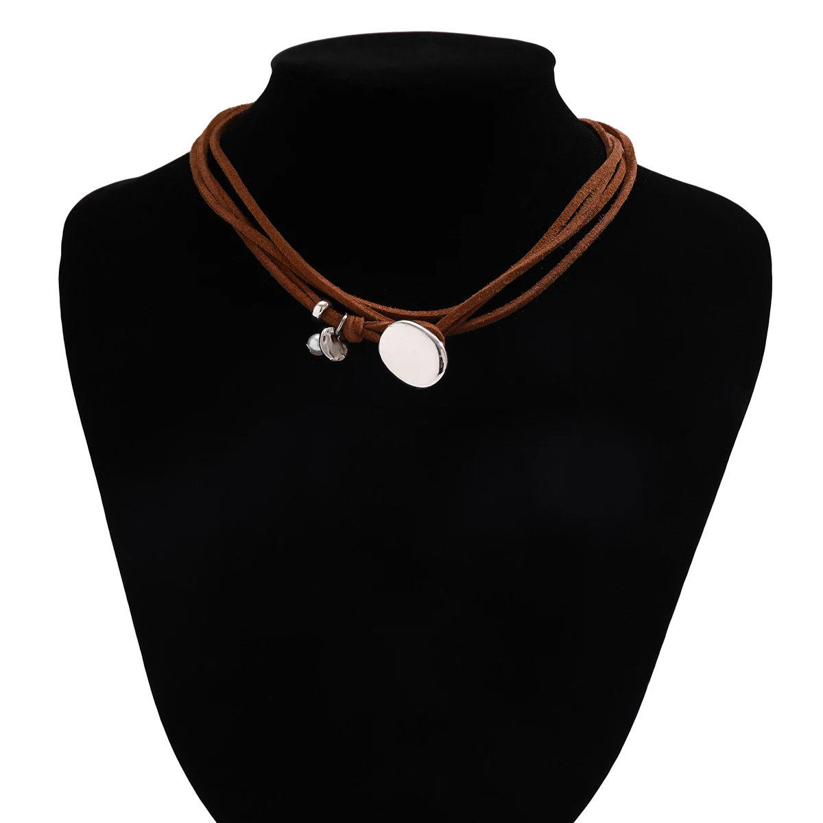 PuRui Vintage Coffee Color Korean Velvet Rope Choker Women Fashion Jewelry Set Oval Charm Necklace Bracelet Party Y2K Girls Gift