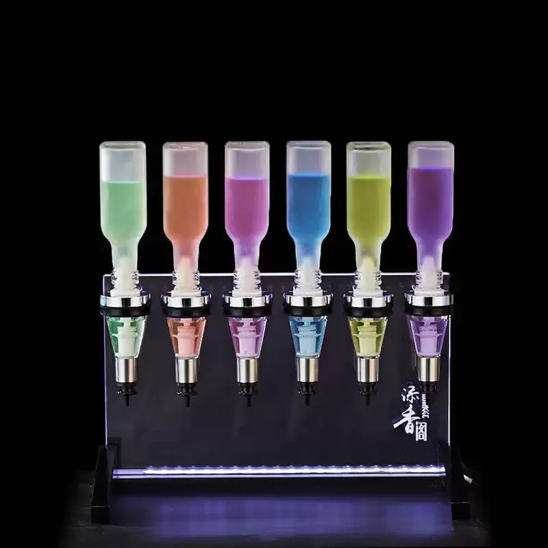 New acrylic perfume bar, bulk perfume sales display, small counter 6 pump head sub-packer, stall display rack