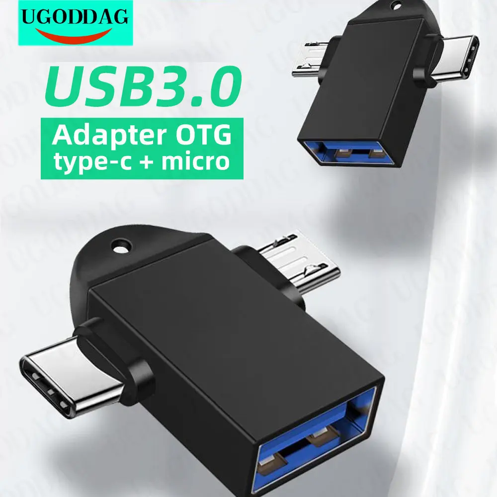 Adaptador OTG tipo C 2 en 1, Micro Usb a USB C, lector de unidad Flash para teléfono móvil, Conector de ratón, convertidor de Cable USB