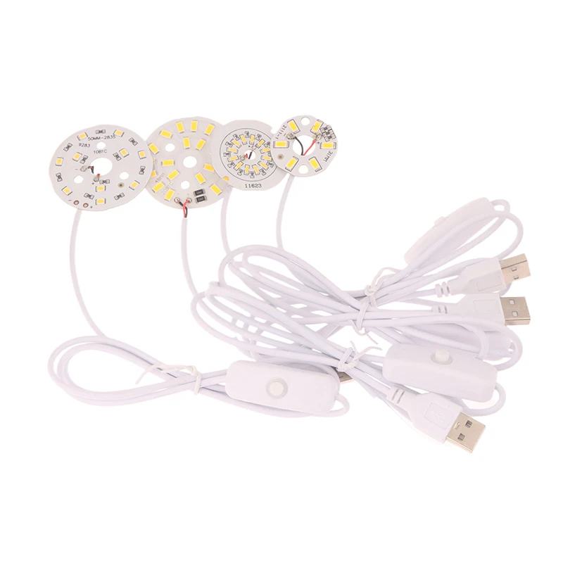 1Pc New 1.5M Line Length DC5V LED Chips SMD5730 LED Lamp USB 3W Light Board Warm White Light With ON/OFF Switch Cable